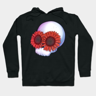 Skull with red flowers Hoodie